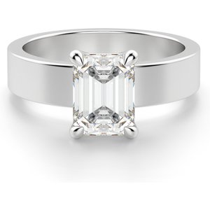 Basket Set Szmaragdowy 0.50 ct Masywny Pierścionek Zaręczynowy Diament Laboratoryjny 585 Białe Złoto (14K)