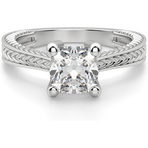 Sage Klasyczny Poduszkowy 0.50 ct Pierścionek Zaręczynowy Diament Laboratoryjny 585 Białe Złoto