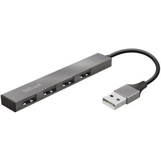 Hub Trust Halyx, 4 Portas USB 2.0, Ultra Compacto, Conexão USB, de Alumínio, - 23786