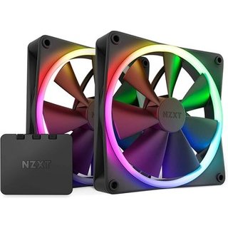 Kit Com 2 Ventoinhas NZXT, 140mm, RGB, Com Controlador, Preto - RF-R14DF-B1