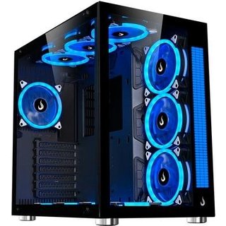 Gabinete Gamer Rise Mode Galaxy Glass Sound, Mid Tower, RGB, LED, Lateral e Frontal em Vidro Temperado, Sem Fans, Preto - RM-GA-GGS-FB