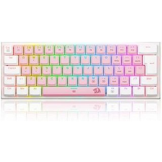 Teclado Mecânico Gamer Redragon Anivia, RGB, Switch Blue, Wired, ABNT2, Rosa e Branco - K614PW-RGB (PT-BLUE)