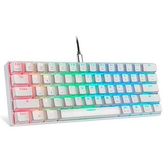 Teclado Gamer Motospeed, RGB, ABNT2, Branco, Switch Blue, USB Tipo-C, Branco - CK61