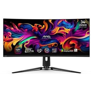 Monitor Gamer MSI MAG QD-OLED 34", WQHD, 175Hz, 0.3ms, Adaptive-Sync, FreeSync Premium Pro, HDR 400, Preto - MAG 341CQP