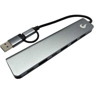 HUB Rise Mode 04 USB-C 3.0, 7 em 1, para 4x USB 2.0, 2x USB-C, 1x USB 3.0, Cinza - RM-HUB-04