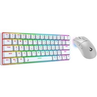 Kit Gamer Set 02 Rise Mode White Brown, Teclado Mecânico GM1 White RGB Brown, Mouse G1 Pro White 12000 DPI, Branco - RM-GS02-WBRO