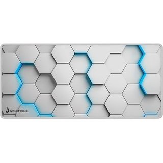 Mousepad Gamer Rise Mode 3D 01, Estendido Pro 900x400mm, Borda Costurada, Branco - RM-MPP-3D1-W