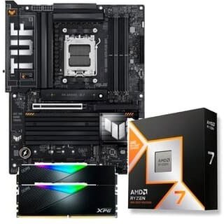 Kit Processador AMD Ryzen 7 9800X3D + Placa-Mãe ASUS TUF GAMING X870-PLUS WIFI + Memória RAM XPG Lancer, RGB, 32GB (2x16GB) DDR5