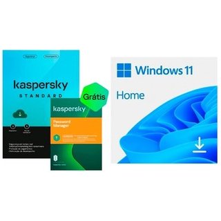 Microsoft Windows 11 Home 64-bit ESD, Digital para Download + Kaspersky Standard + Kaspersky Password Manager 1 Dispositivo 1 Ano, Digital para Download