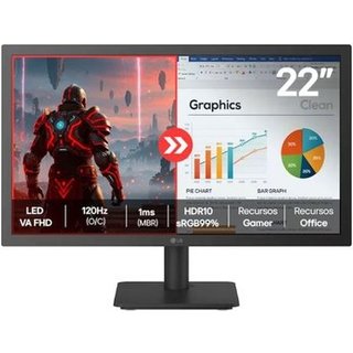 Monitor Gamer LG 22U403A-B, 22" Full HD, 120Hz, 1ms, HDMI, HDR10, Preto - 22U403A-B.AWZM
