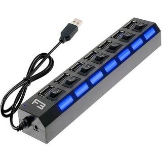HUB USB 2.0 F3, 7 Portas, Preto - JC-HUB701