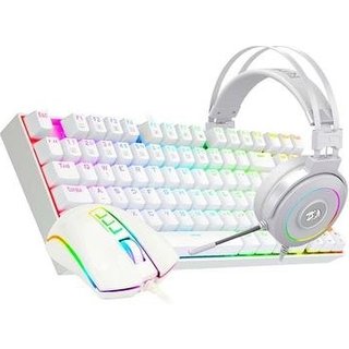 Kit Gamer Redragon RGB, Headset Lamia 2, Drivers 40mm + Teclado Kumara, Switch Outemu Brown, ABNT2 + Mouse Cobra, 12400 DPI, Branco - S125W
