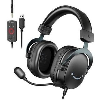 Headset Gamer Fifine H9, Som Surround 7.1, USB, Console e PC, Preto - H9