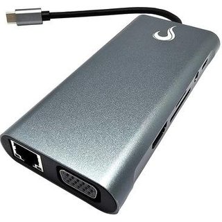HUB Rise Mode 06 Pro USB-C 3.0, 11 em 1, para HDMI, VGA, Cartão SD, Ethernet, Áudio, 3x USB 2.0, 1x USB 3.0, Cinza - RM-HUB-06-PRO