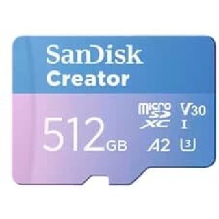 Cartão de Memória SanDisk Creator Series MicroSD 512GB, Classe 10, Leitura 190 MB/s e Gravação 130 MB/s - SDSQXAV-512G-GN6MS