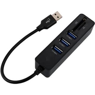 Adaptador HUB ELG USB 5 Em 1, Entrada USB para 3 Portas USB-A + 1 Porta Mini SD Card + 1 Porta Micro SD Card, Preto - HUB51SD-v2