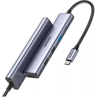 HUB Ugreen USB-C, 5 em 1, para HDMI, 1x USB 3.0, 2x USB 2.0 e USB-C PD 100W, Cinza - UG-15495
