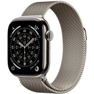 Apple Watch Series 11 GPS + Cellular, Caixa Natural de Titânio de 42 mm, Pulseira Natural Estilo Milanês - MF8P4AM/A