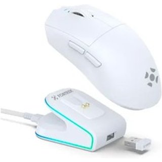 Mouse Gamer Sem Fio Fortrek Loyal, RGB, Sensor PAW3311, 12000 DPI, Com Dock de Carregamento Magnético, Branco - 86964
