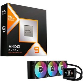 Processador AMD Ryzen 9 9950X3D, 4.4 GHz (5.5 GHz Max Turbo), Cache 144MB, 16 Núcleos, 32 Threads, AM5, Sem Vídeo Integrado - 100-100000719WOF + Water Cooler MACH1 GLACIAL, ARGB, 360mm, AMD e Intel, Preto - IMV360BK