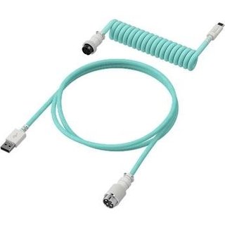 Cabo em Espiral para Teclado HyperX USB-C para USB-A, 1.20m, Verde Claro - 6J681AA
