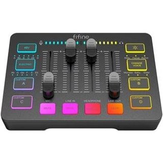 Mixer para Jogos Fifine Ampligame, XLR, USB, Efeito de Voz, Preto - SC3
