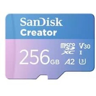 Cartão de Memória SanDisk Creator Series MicroSD 256GB, Classe 10, Leitura 190 MB/s e Gravação 130 MB/s - SDSQXAV-256G-GN6MS