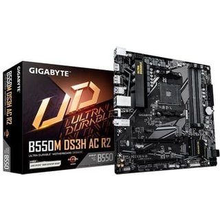 Placa Mãe Gigabyte B550M DS3H AC R2, AMD AM4, Micro ATX, DDR4, RGB, Wi-Fi 6, Bluetooth, Preto - B550M DS3H AC R2