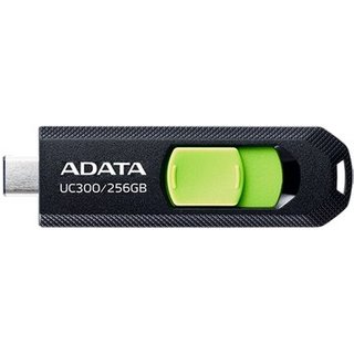 Pen Drive 256GB ADATA UC300, USB 3.2, OTG, Dual Conector, Retrátil, Preto e Verde - ACHO-UC300-256G-RBK/GN