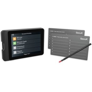 Carteira de Criptomoedas SecuX W10C-PLUS, USB, Tela LCD, Inclui 2 Placas de Recuperação X-SEED, Preto - 98-010-010100