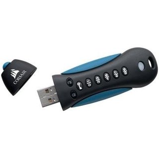 Pen Drive 128GB Corsair Padlock 3, USB 3.0, com Criptografia, Resistente à Água e Choque, Azul e Preto - CMFPLA3B-128GB