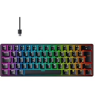 Teclado Mecânico Gamer Hyrax Thunder HCK61, RGB, Switch Red, 100% anti-ghosting, ABNT2, Preto - HCK61B-RED-RGB