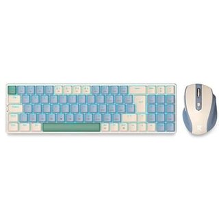 Kit Teclado + Mouse Redragon Sem Fio BS-8772, RGB, ABNT2, USB, 2400 DPI, Pixar PAW3212, Azul e Creme - BS-8772 CB