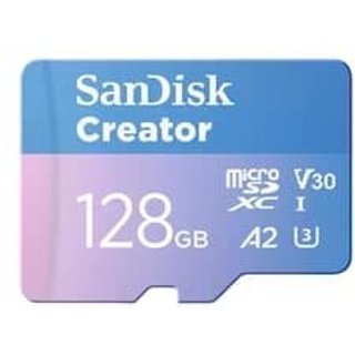 Cartão de Memória SanDisk Creator Series MicroSD 128GB, Classe 10, Leitura 190 MB/s e Gravação 90 MB/s - SDSQXAA-128G-GN6MS