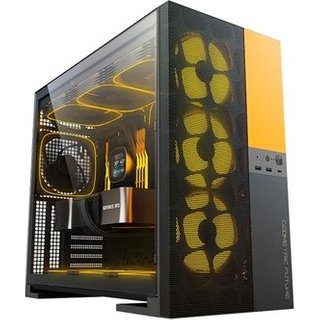 Gabinete Gamer Geometric Future Model 5 Vent, Mid Tower, ARGB, ATX, Mesh Frontal, com 5 Fans, Preto e Amarelo - GEO-M5VF-BY