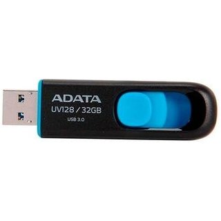 Pen Drive 32GB Adata UV128, USB 3.2, Preto e Azul - AUV128-32G-RBE