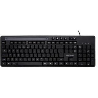 Teclado Multi Multimidia Office, USB, com Apoio para Smartphone, Teclas Silenciosas, Preto - TC262