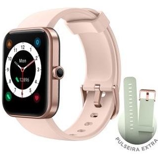 SmartWatch KaBuM! smart 700, Rosé, Pulseira Extra Verde Claro, Compatível IoT Alexa - KBSAC020