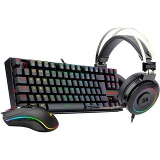 Kit Gamer Redragon RGB, Headset Lamia 2 Surround 7.1 + Teclado Kumara Switch Outemu Blue + Mouse Cobra M711 12400 DPI, Preto - S125