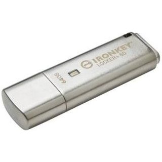 Pen Drive 64GB Kingston IronKey Locker+ 50, USB 3.2, com Criptografia, Prata - IKLP50/64GB