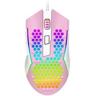 Mouse Gamer Redragon Reaping Elite RGB, 32000 DPI, 6 Botões, Rosa e Branco - M987PW-P