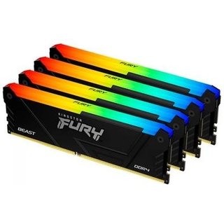Memória RAM Kingston Fury Beast, RGB, 64GB (4x16GB), 3200MHz, DDR4, CL16, Preto - KF432C16BB2AK4/64