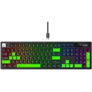 Teclado Mecânico Gamer 2 em 1 Rise Mode GM2 Full Black and Green, RGB, Switch Outemu Red, USB-C, Preto - RM-TCM-GM2F-BRED