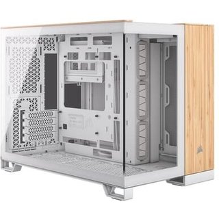 Gabinete Gamer CORSAIR 2500X mATX Mid Tower, Lateral em Vidro, Branco e Amadeirado- CC-9011288-WW