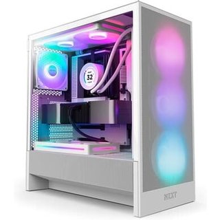 Gabinete NZXT H5 Flow, Quadro Único RGB, até 360mm, Mid-Tower, ATX, Lateral em Vidro, Branco - CC-H52FW-R1
