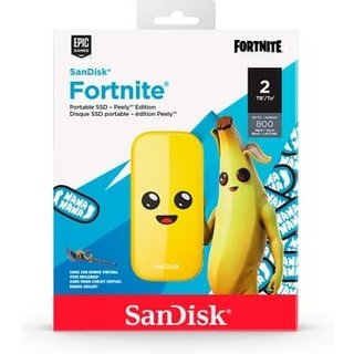 SSD Externo SanDisk Fortnite, 2TB, USB 3.2 Gen 2, Portátil, Leitura: 800 MB/s, Amarelo - SDSSDE30-2T00-G25F