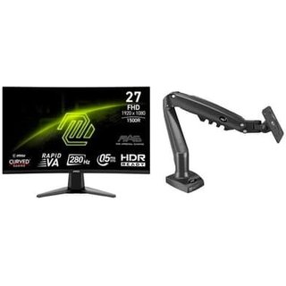 Kit Monitor Gamer Curvo MSI 27" FHD, 280hz, VA 9S6-3CE01M-017 + Suporte Articulado ELG F98HDMI com Pistão a Gás e Cabo HDMI