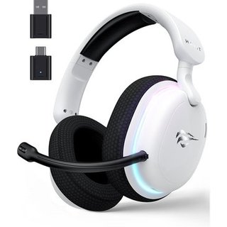 Headset Gamer Sem Fio Professional Fuxi-H7, RGB, Tri Mode, Bluetooth, Recarregável, USB-C, Branco - Fuxi-H7 White
