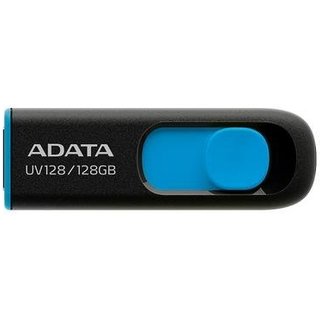Pen Drive 128GB Adata AUV128, USB 3.2, Preto e Azul - AUV128-128G-RBE
