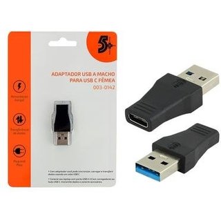 Adaptador USB para USB-C, 5+, Preto - 003-0142